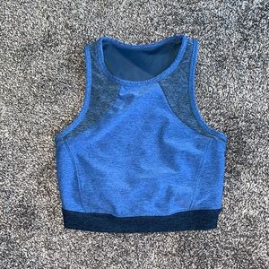 Joy Lab size XS hearhered blue and navy workout crop top